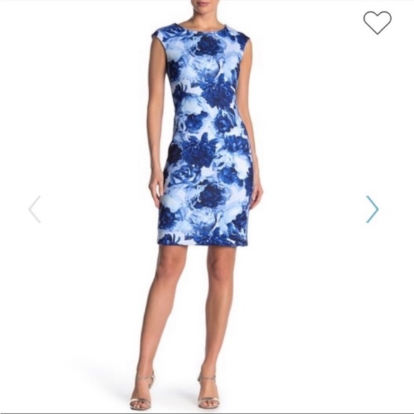 T. Tahari Sleeveless Blue & White Floral Zippered Back NWT Size 4 - Picture 1 of 16